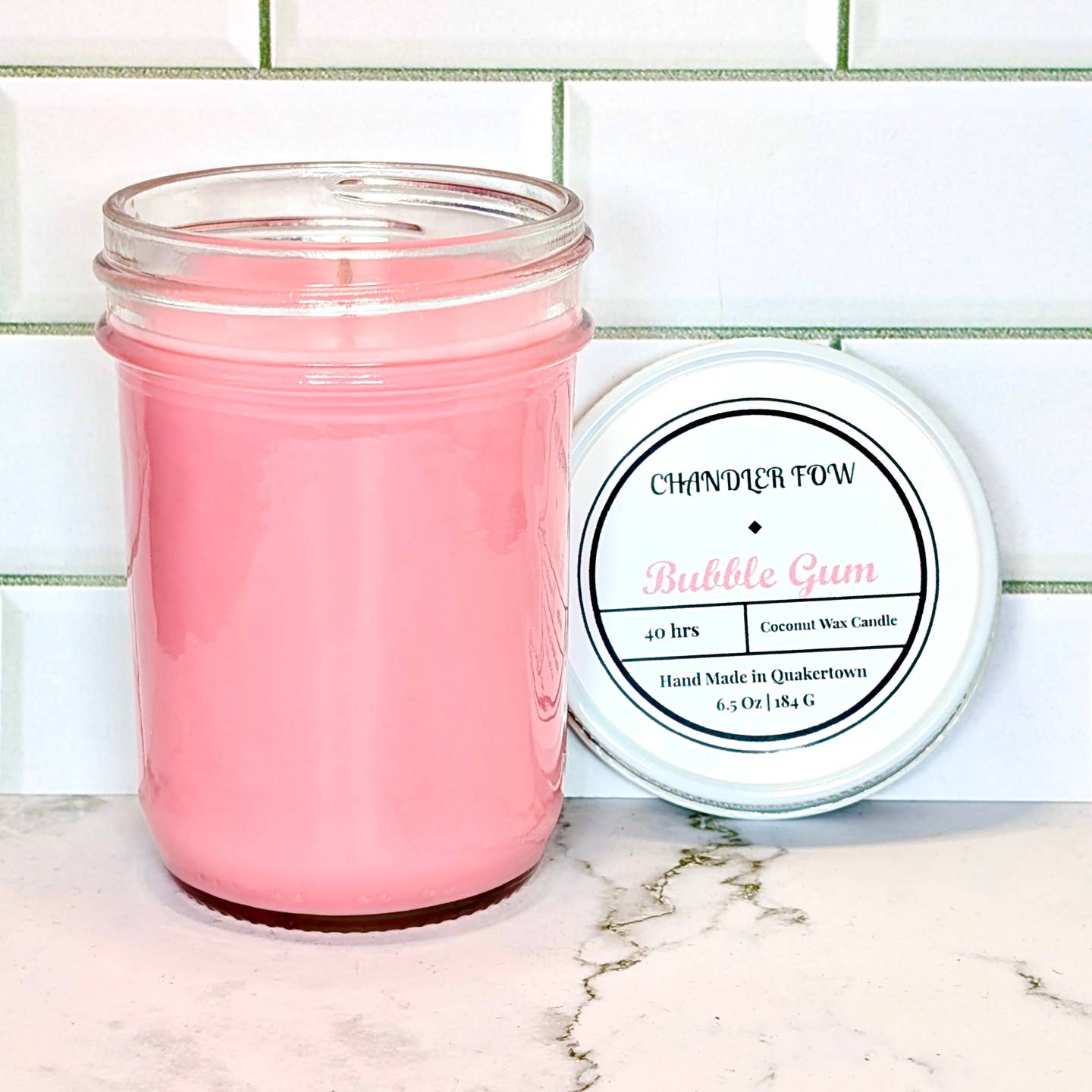 Chandler Fow Bubble Gum Glass Jar Candle-6.5oz