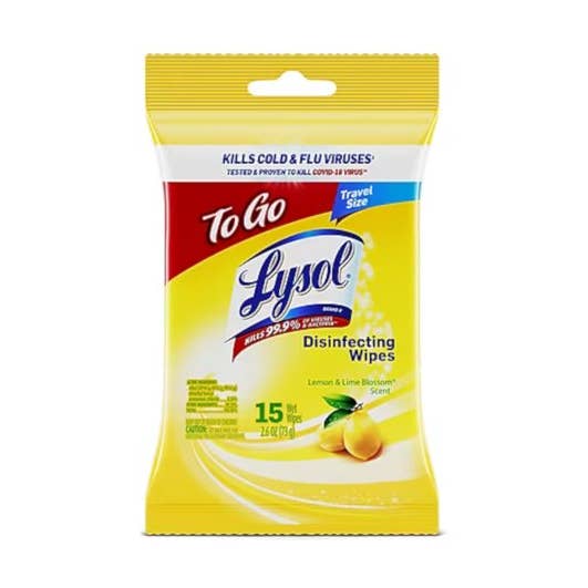 Lysol To-Go Pack Disinfecting Wipes-Lemon 15ct