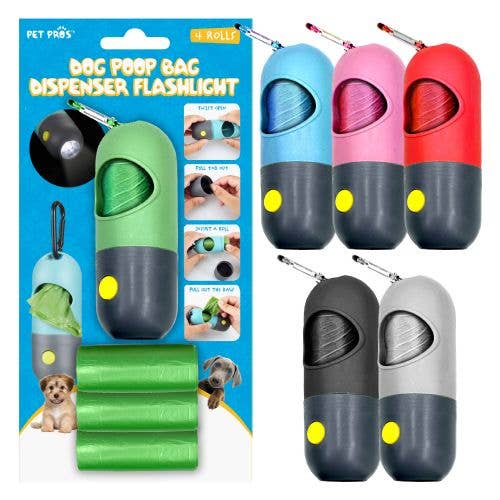 Poop Bag Dispenser With LED Light & 4 Rolls